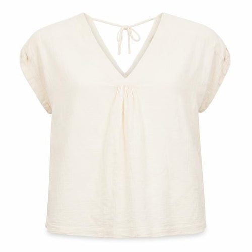 Fat Face Women Ivory UK 20 Basic Cotton Tie-Back V-Neck Blouse