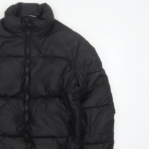 Zara Men Black M Puffer Jacket Quilted Full Zip Insulated