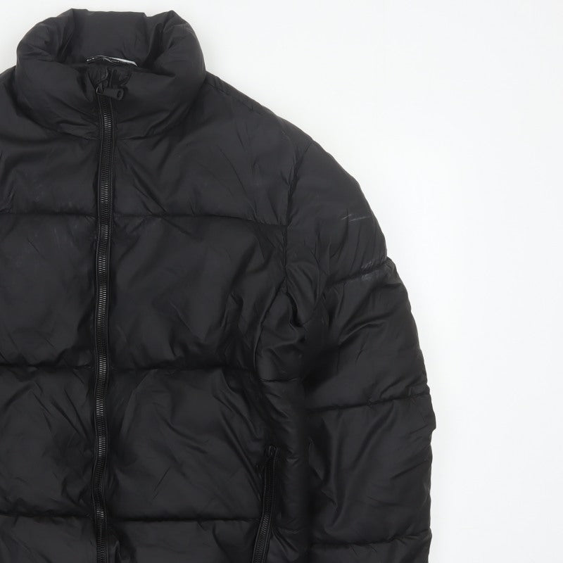 Zara Men Black M Puffer Jacket Quilted Full Zip Insulated