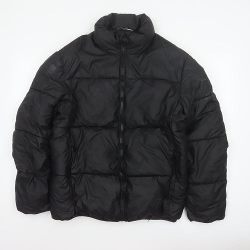 Zara Men Black M Puffer Jacket Quilted Full Zip Insulated