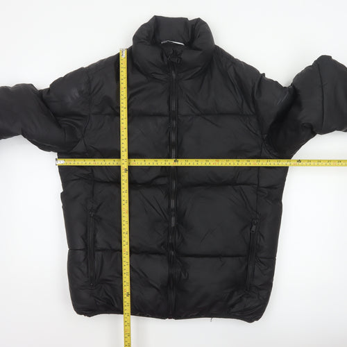 Zara Men Black M Puffer Jacket Quilted Full Zip Insulated