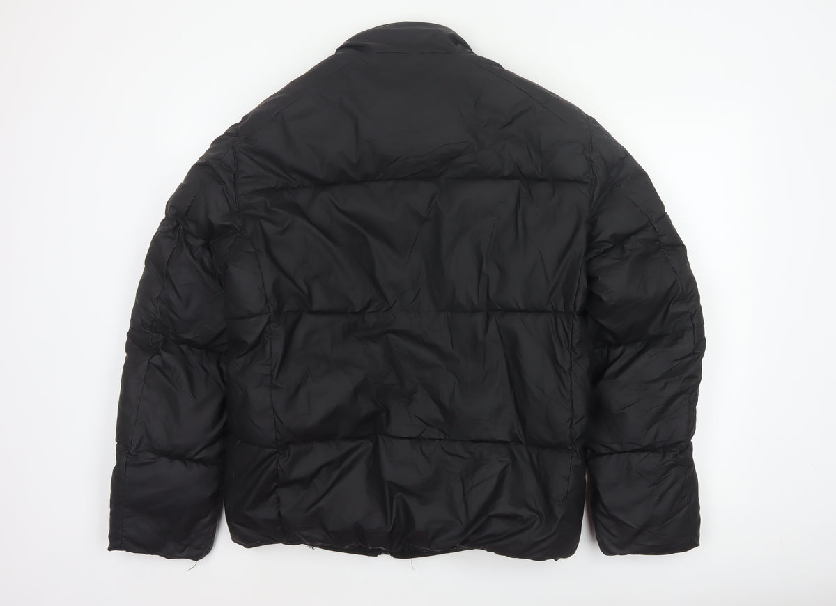 Zara Men Black M Puffer Jacket Quilted Full Zip Insulated