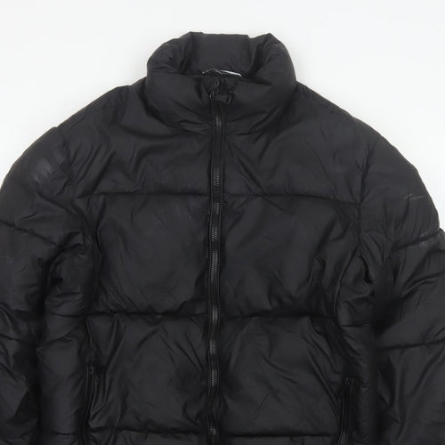 Zara Men Black M Puffer Jacket Quilted Full Zip Insulated