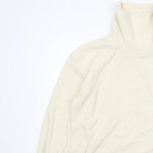 Gap Women Ivory Fleece High Neck Pullover Sweatshirt Size L