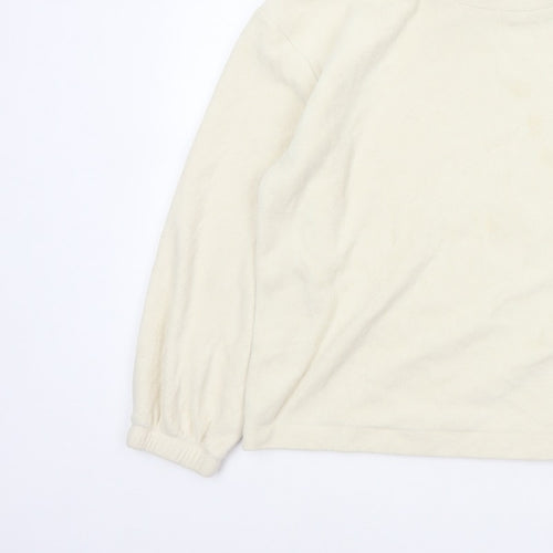 Gap Women Ivory Fleece High Neck Pullover Sweatshirt Size L