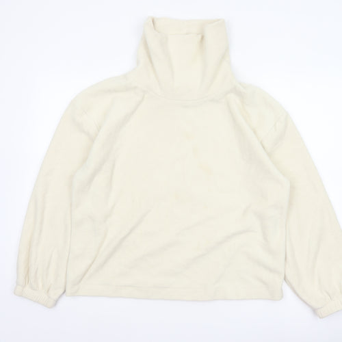Gap Women Ivory Fleece High Neck Pullover Sweatshirt Size L