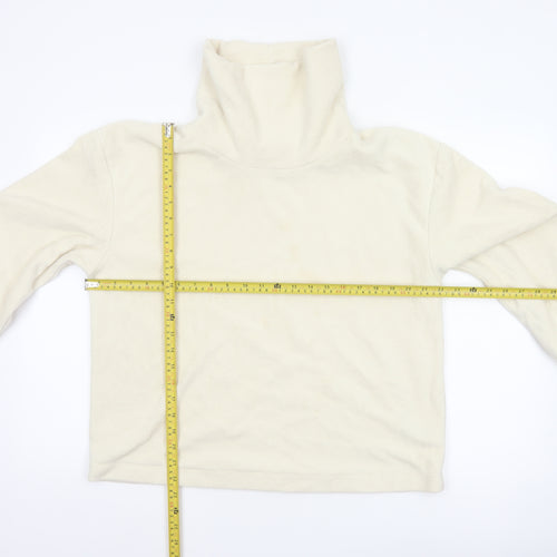 Gap Women Ivory Fleece High Neck Pullover Sweatshirt Size L