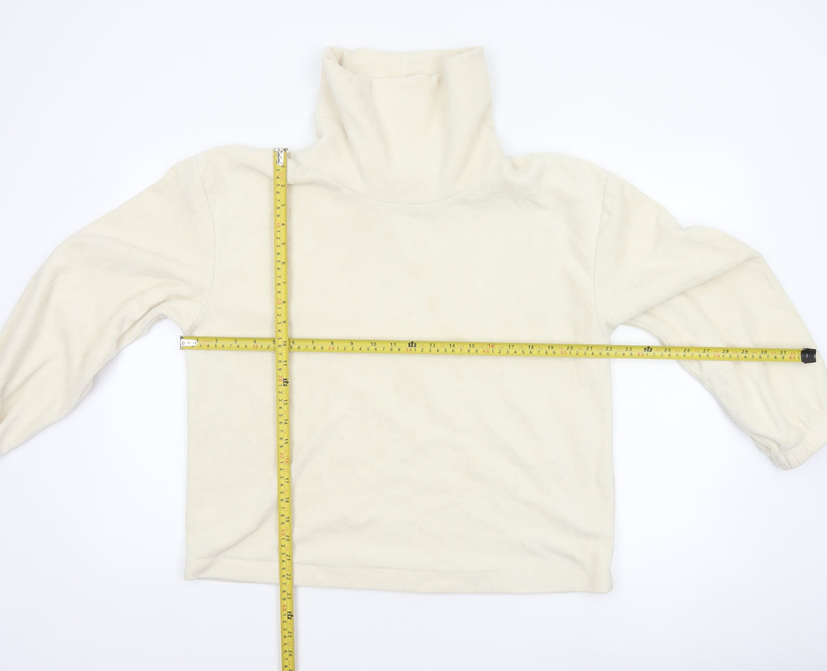 Gap Women Ivory Fleece High Neck Pullover Sweatshirt Size L
