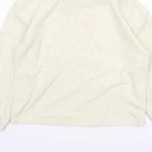 Gap Women Ivory Fleece High Neck Pullover Sweatshirt Size L