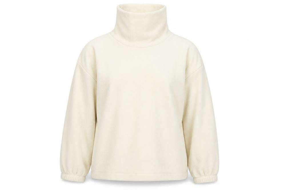 Gap Women Ivory Fleece High Neck Pullover Sweatshirt Size L