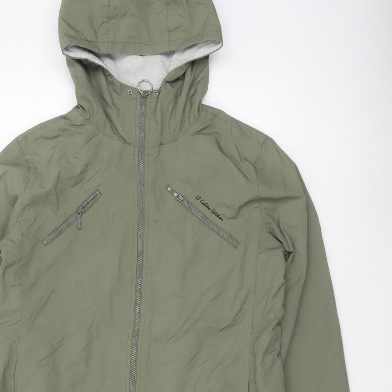 H&M Women’s Green UK 14 L.O.G.G. Sport Hooded Windbreaker Jacket
