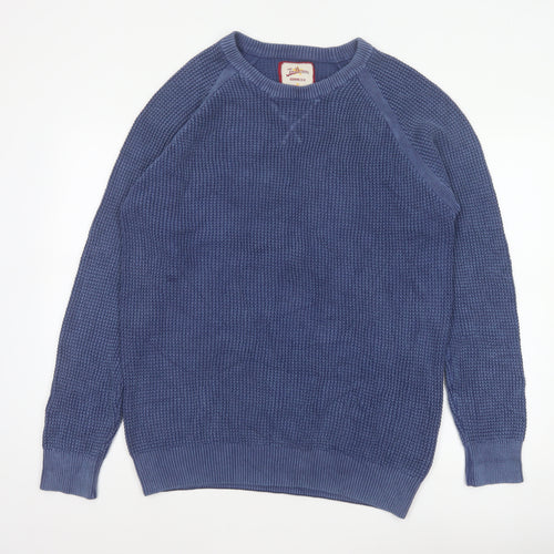 Joe Browns Men's Blue L Cotton Knit Crew Neck Pullover Jumper
