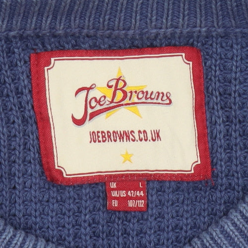 Joe Browns Men's Blue L Cotton Knit Crew Neck Pullover Jumper