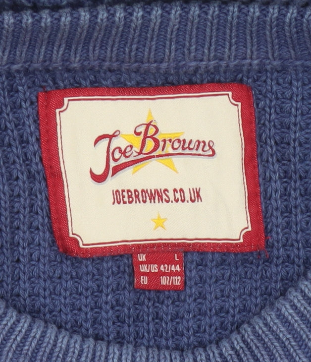 Joe Browns Men's Blue L Cotton Knit Crew Neck Pullover Jumper