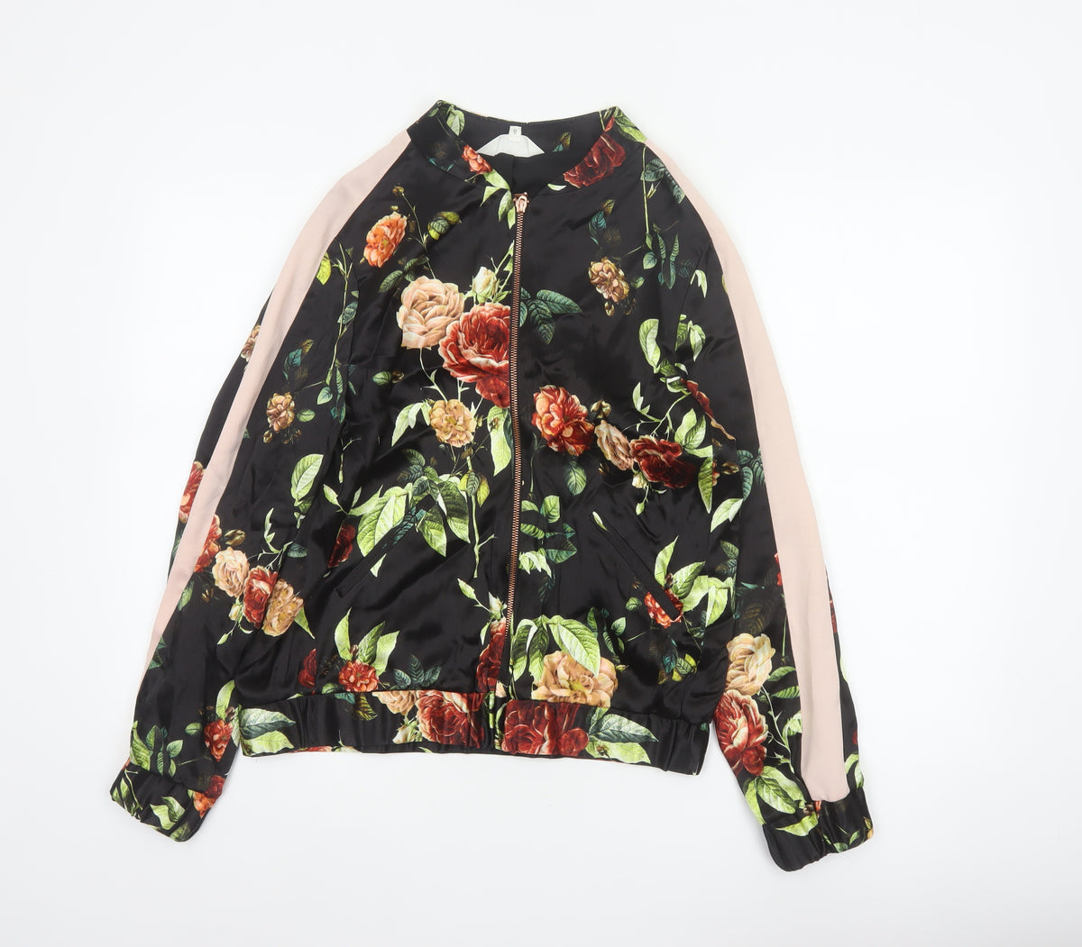 Nine Savannah Miller Women’s Black Floral Bomber Jacket UK 10 Zip