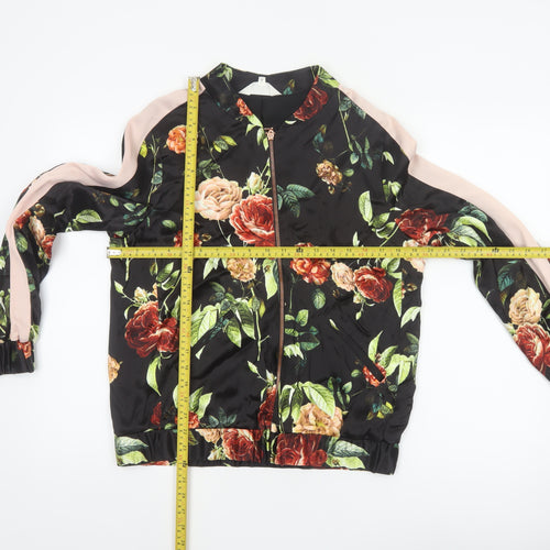 Nine Savannah Miller Women’s Black Floral Bomber Jacket UK 10 Zip