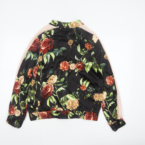 Nine Savannah Miller Women’s Black Floral Bomber Jacket UK 10 Zip