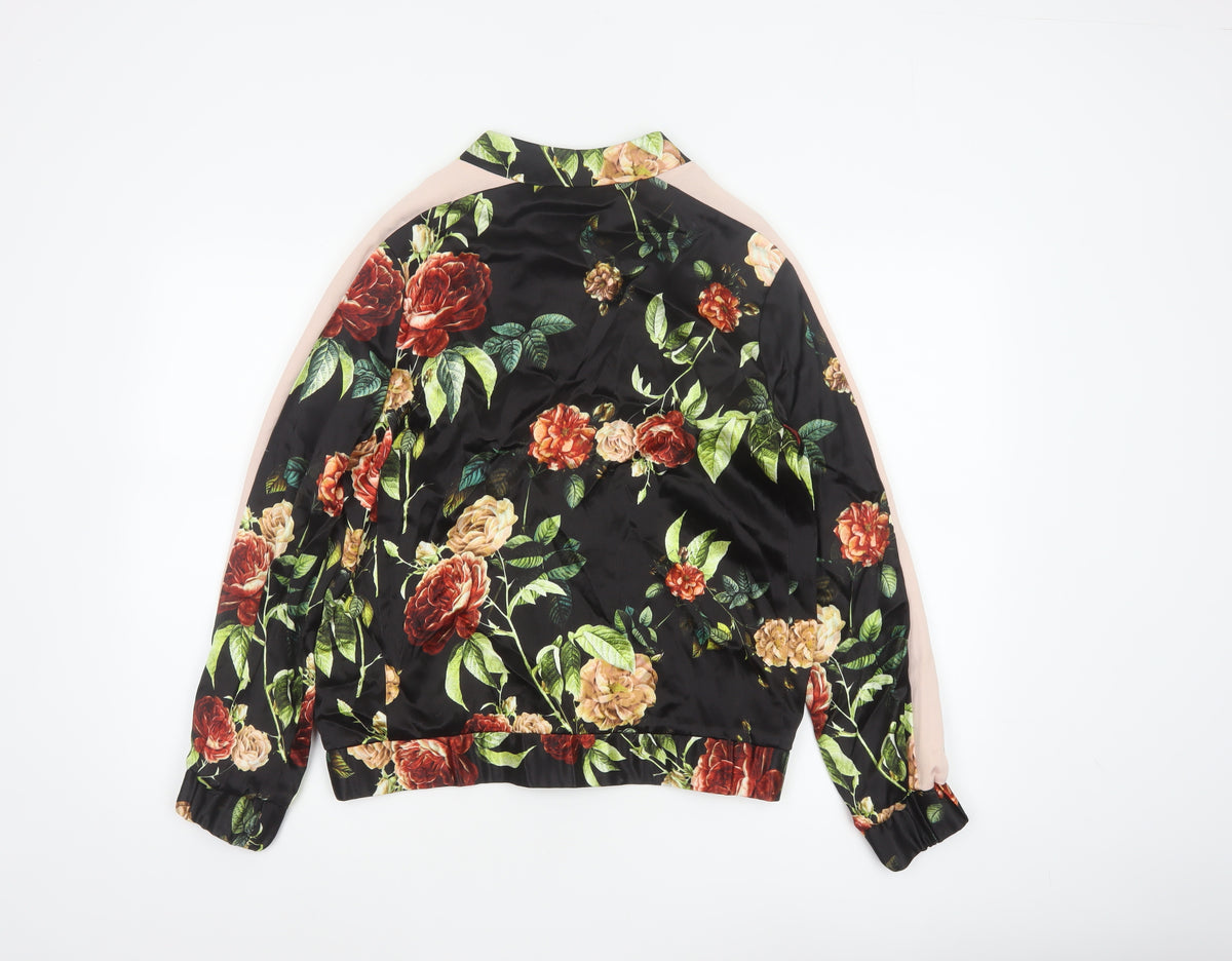 Nine Savannah Miller Women’s Black Floral Bomber Jacket UK 10 Zip