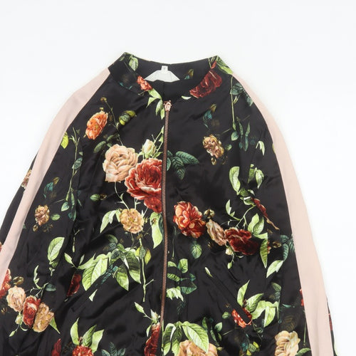 Nine Savannah Miller Women’s Black Floral Bomber Jacket UK 10 Zip