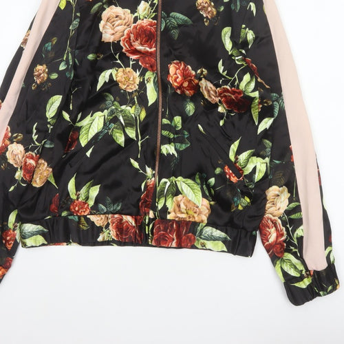 Nine Savannah Miller Women’s Black Floral Bomber Jacket UK 10 Zip