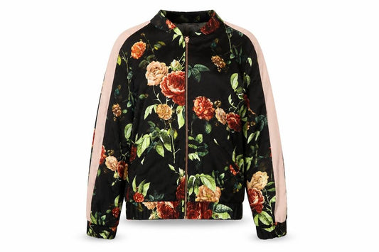 Nine Savannah Miller Women’s Black Floral Bomber Jacket UK 10 Zip