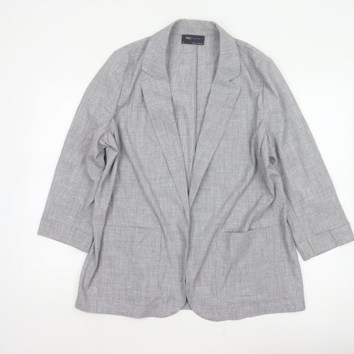 Marks & Spencer Women Grey Size 16 Long Lightweight Stretch Blazer