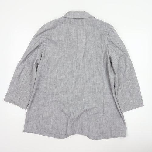 Marks & Spencer Women Grey Size 16 Long Lightweight Stretch Blazer