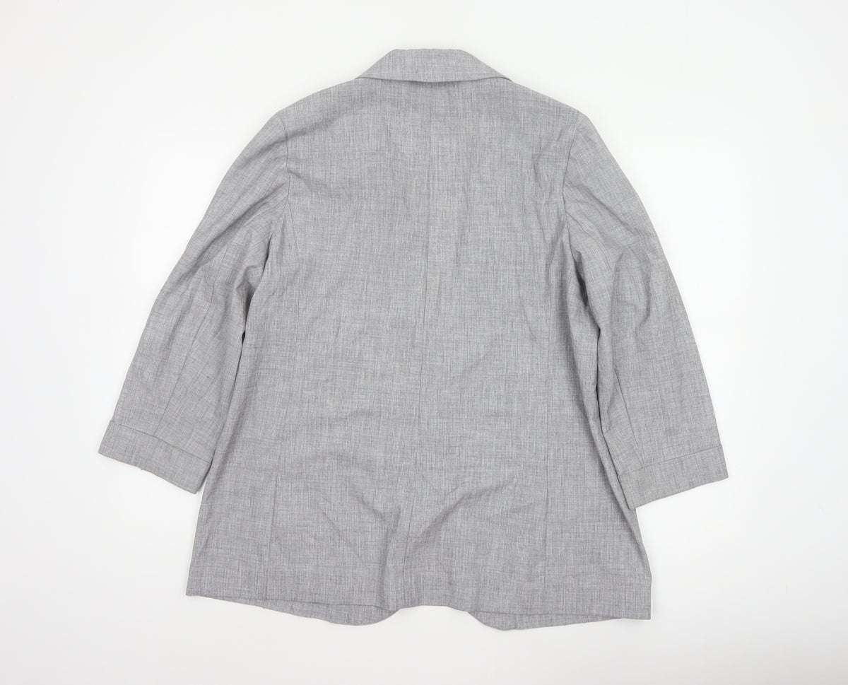 Marks & Spencer Women Grey Size 16 Long Lightweight Stretch Blazer