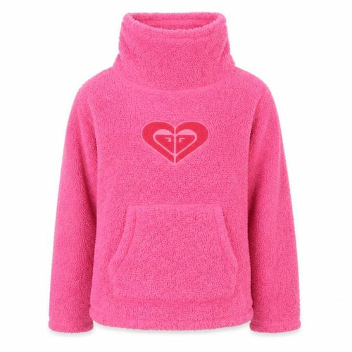 Roxy Girl Pink Fleece Pullover Sweatshirt Size 14 High Neck Logo