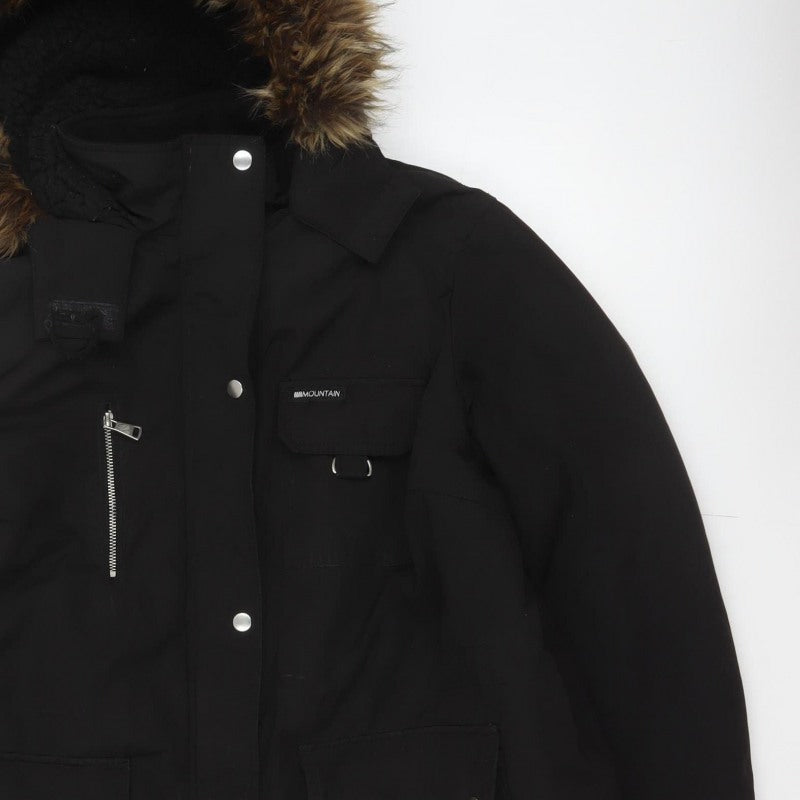 New Look Women Black UK 18 Faux Fur Hood Padded Parka Coat