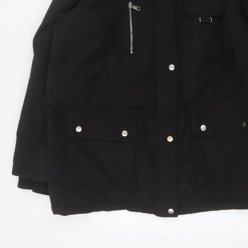 New Look Women Black UK 18 Faux Fur Hood Padded Parka Coat