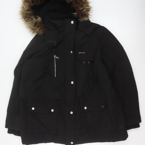 New Look Women Black UK 18 Faux Fur Hood Padded Parka Coat