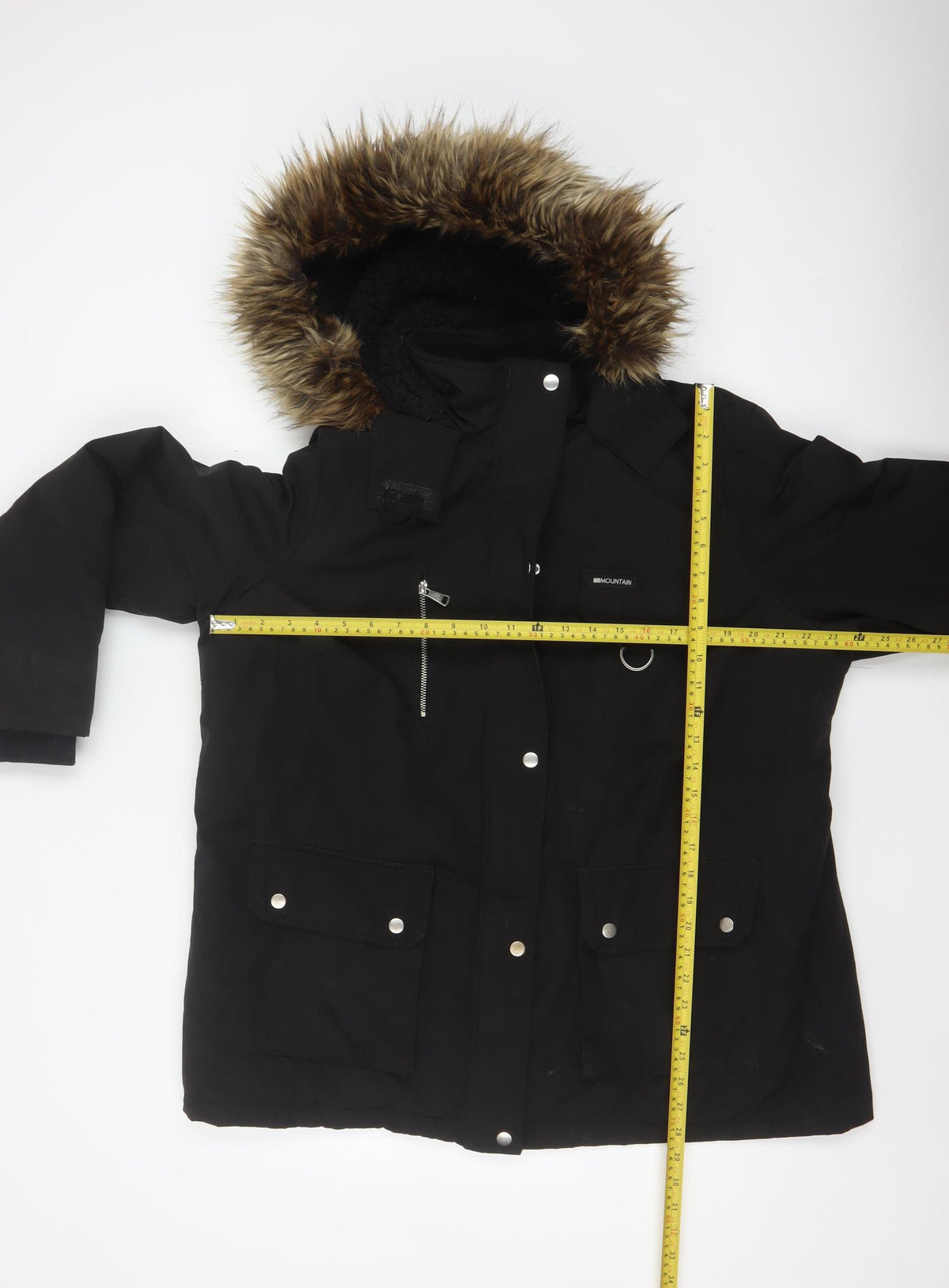 New Look Women Black UK 18 Faux Fur Hood Padded Parka Coat