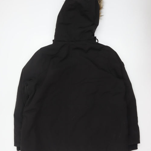 New Look Women Black UK 18 Faux Fur Hood Padded Parka Coat