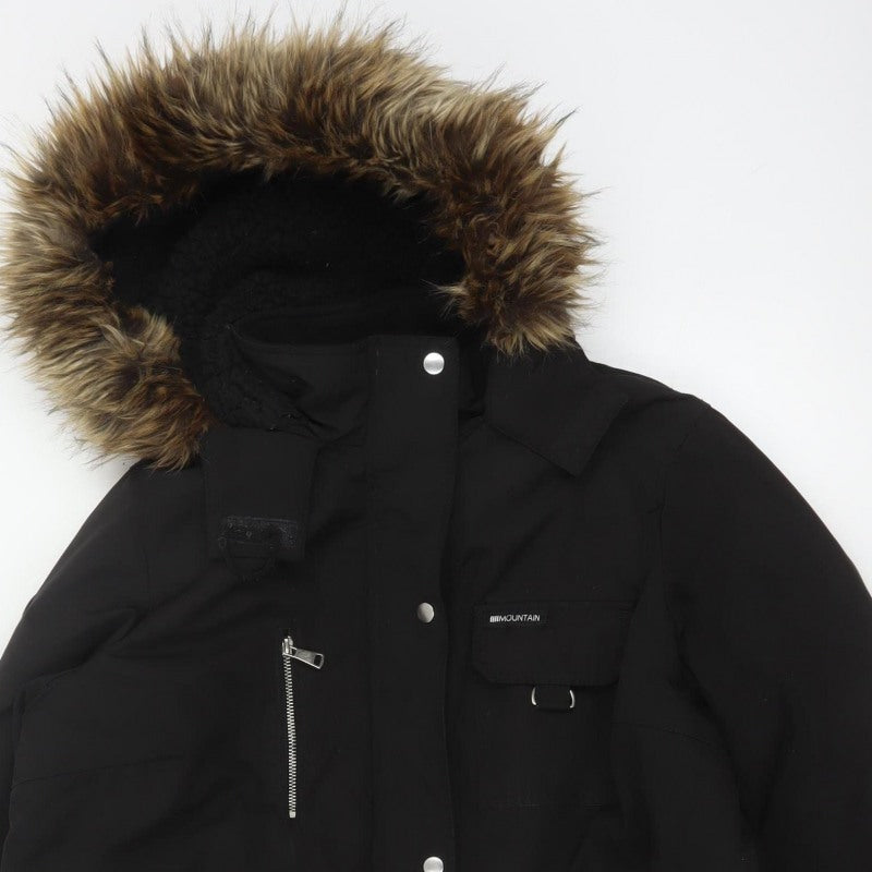 New Look Women Black UK 18 Faux Fur Hood Padded Parka Coat