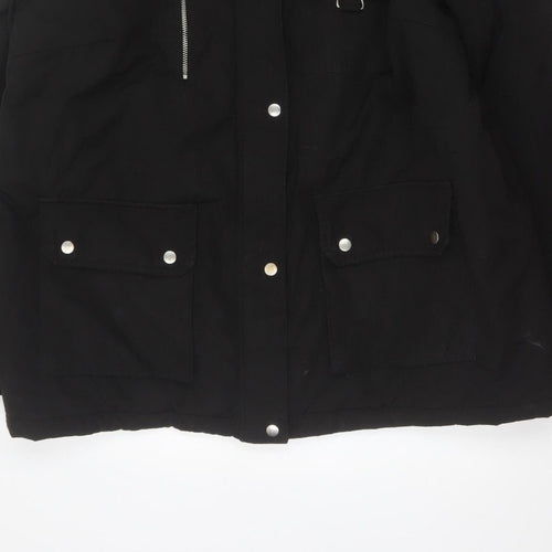 New Look Women Black UK 18 Faux Fur Hood Padded Parka Coat