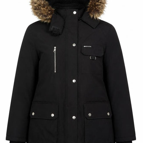 New Look Women Black UK 18 Faux Fur Hood Padded Parka Coat