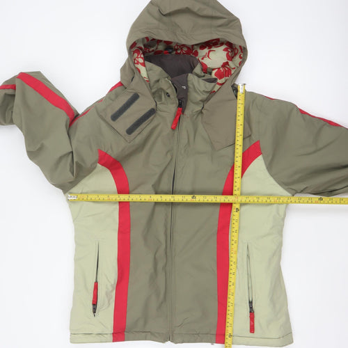 Roxy Women’s Green Red Size 16 Hooded Waterproof Ski Jacket