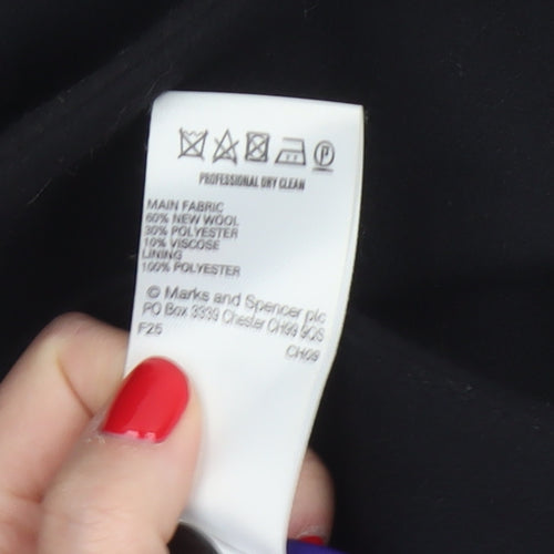Marks & Spencer Women’s Black UK 16 Wool Blend Long Overcoat