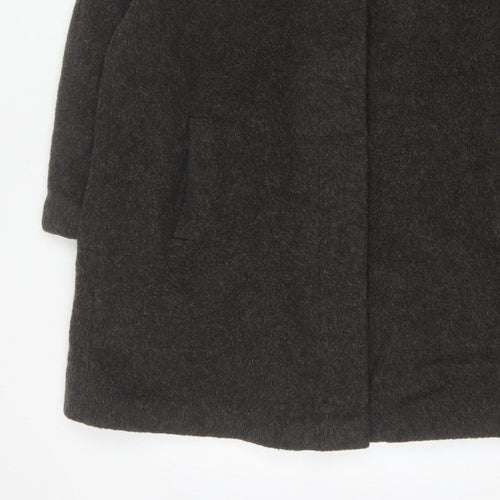 Berkertex Women Grey UK 16 Wool Mohair Long Overcoat Buttoned