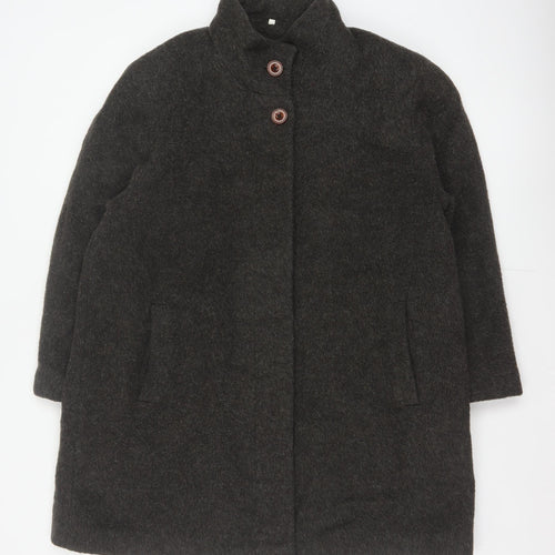 Berkertex Women Grey UK 16 Wool Mohair Long Overcoat Buttoned
