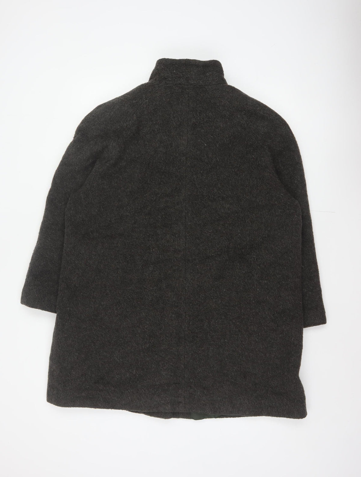 Berkertex Women Grey UK 16 Wool Mohair Long Overcoat Buttoned