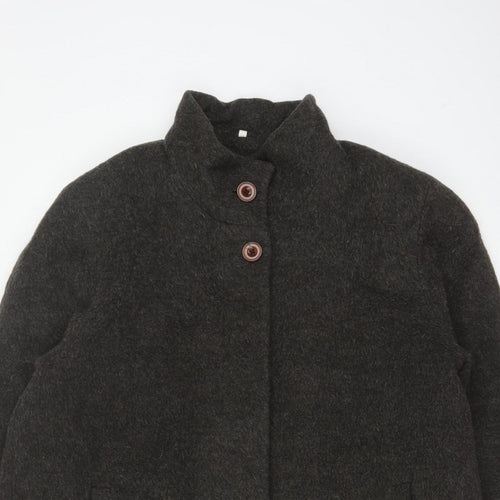 Berkertex Women Grey UK 16 Wool Mohair Long Overcoat Buttoned