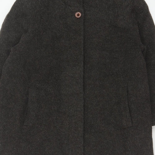 Berkertex Women Grey UK 16 Wool Mohair Long Overcoat Buttoned