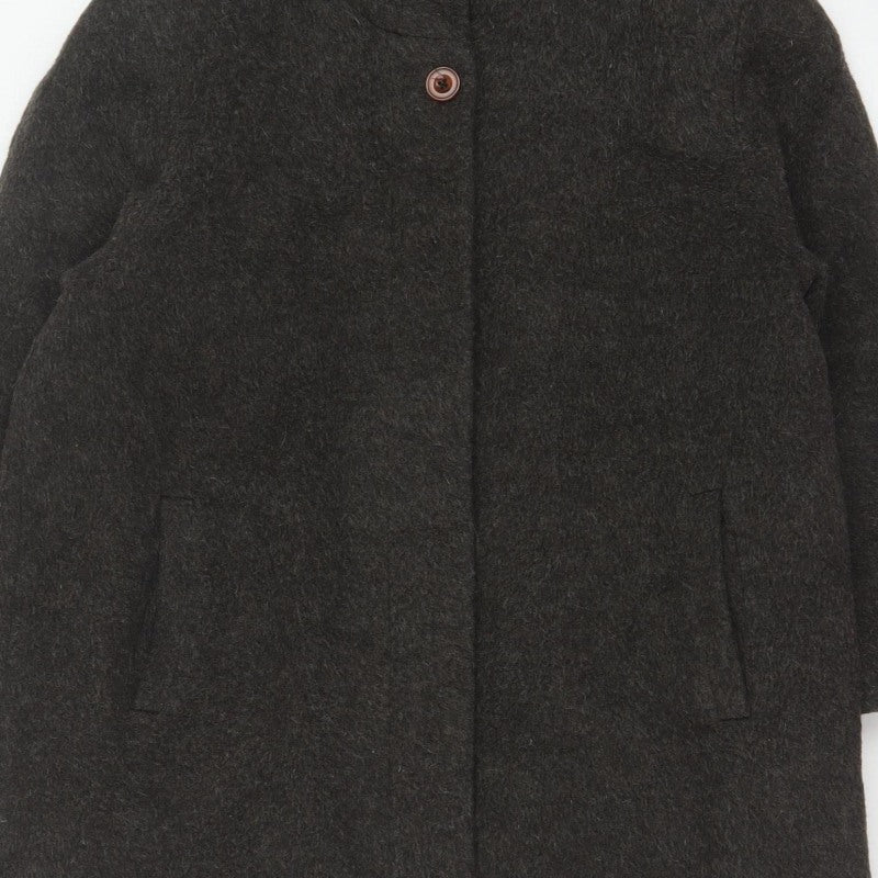 Berkertex Women Grey UK 16 Wool Mohair Long Overcoat Buttoned