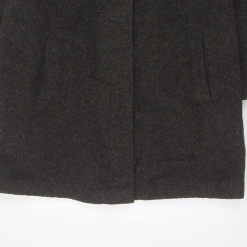 Berkertex Women Grey UK 16 Wool Mohair Long Overcoat Buttoned