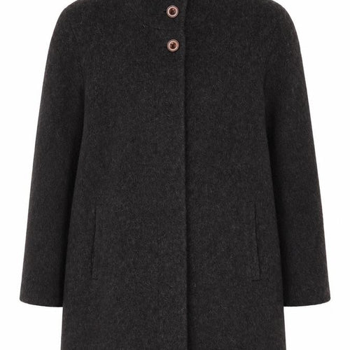 Berkertex Women Grey UK 16 Wool Mohair Long Overcoat Buttoned
