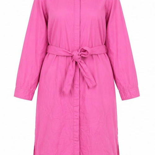 Boden Women Pink UK 12R Long Linen Cotton Belted Shirt Dress