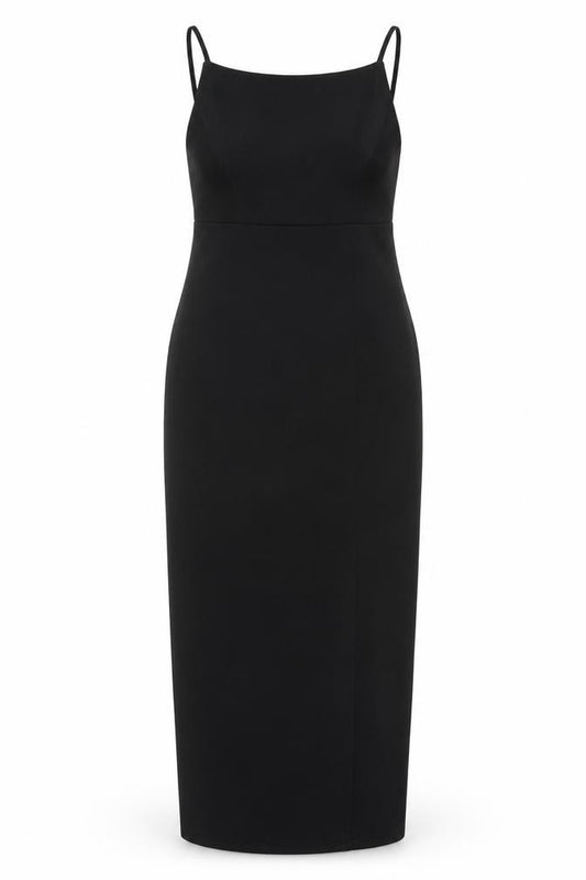 Front view of Club L London Women Black UK 12 Bodycon Long Strappy Evening Maxi Dress