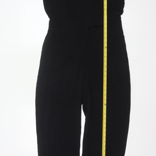 & Other Stories Women Black UK 10 Wide-Leg V-Neck Short Sleeve Jumpsuit